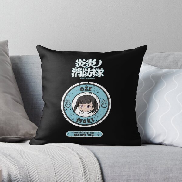 FIRE FORCE: MAKI OZE CHIBI (GRUNGE STYLE) Throw Pillow RB2806 product Offical fire force Merch